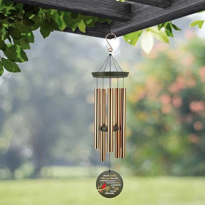 Personalized Wind Chimes Outdoor, Wind Chimes for Loss of Loved Ones, 36inch Custom Cardinal Bird Wind Chime Deep Tone, in Loving Memory of Dad/Mom, Gifts for Condolences (Produced in USA)