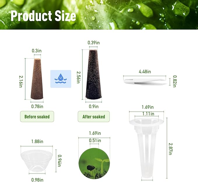 125 pcs Hydroponic Pods – Compatible with AeroGarden, iDOO Indoor Hydroponic Growing Systems. Includes: 50 Sponges, 50 Labels, 12 Baskets, 12 Clear Propagation Domes, +1 Plastic Tweezers
