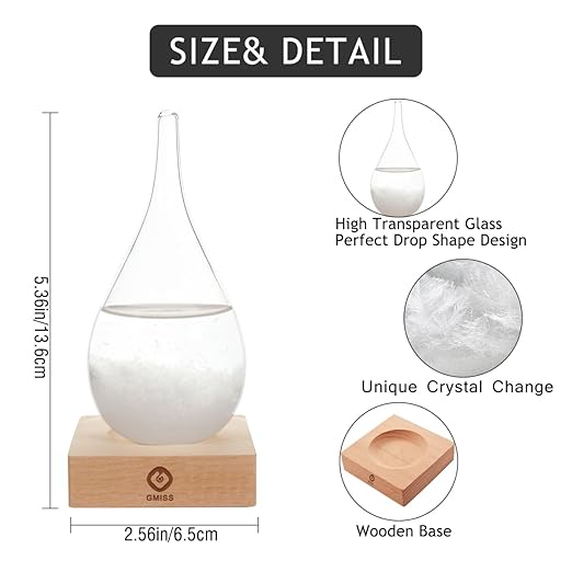 Storm Glass Weather Predictor,Christmas Snow Globe Storm Glass Barometer Weather Predictor, Home and Office Decorative Glass Bottles, Christmas Unique Gifts for Her