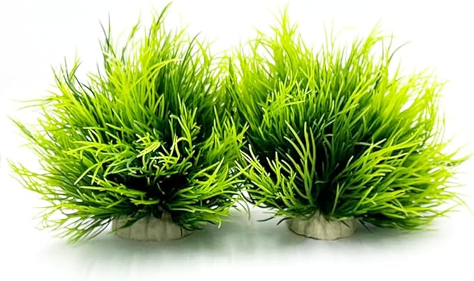 Smoothedo-Pets Aquarium Plants Fish Tank Decorations 2pcs Small Size/3.5inch Ornament Plastic Artificial Plant Goldfish Waterscape Fish Hides Mini Grass Set (2pcs/Green)