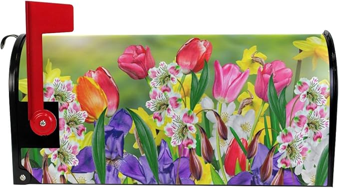 WOOR Spring Flowers Daffodils and Tulips Magnetic Mailbox Cover Standard Size-18"x 20.8"