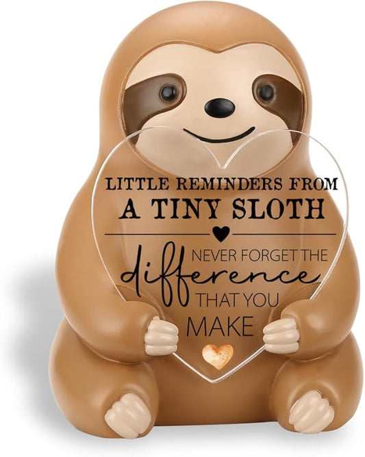 Sloth Figurine Gift, Inspirational Resin Statue with Heart Acrylic Plaque, Positive Affirmation Collectible Animal Figurine, Ideal Graduation Birthday Christmas Decor YSS2