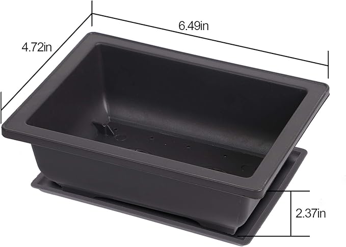 KINJOEK 15 PCS 6.5 Inch Plastic Bonsai Training Pots with Drainage Trays, Rectangular Plant Bonsai Tree Pot, Flower Succulent Growing Seedling Pot Container Planter for Garden Indoor Home Decorative