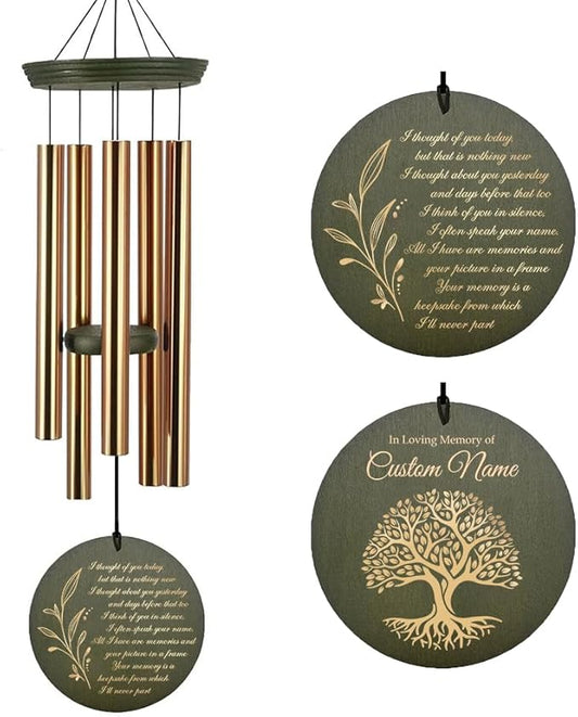 Wind Chimes Personalized, Sympathy Life Tree Memorial Gifts, Wind Chimes for Loss of Loved Dad/Mom, 36inch Deep Tone Wind Chime Outside, in Loving Memory Ones in Heaven (Produced in USA)