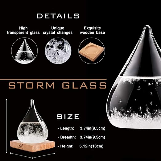 Christmas Gifts Storm Glass Weather Predictor, Snow Globe Drop-Shaped Weather Forecast Bottle, Unique Fashion Home Decor Weather Cool Gifts for Men Women