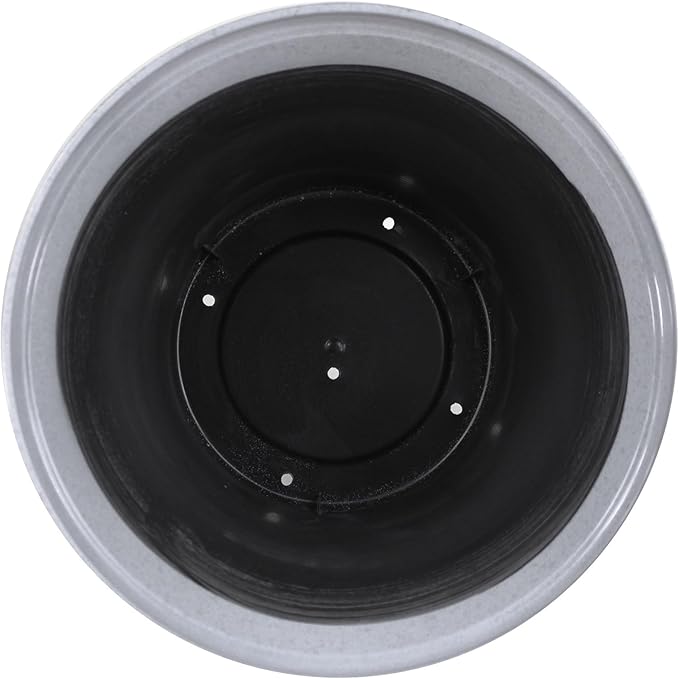 Garden Elements Round Plastic Logo Modern Planter, Gray, Large 14.75"