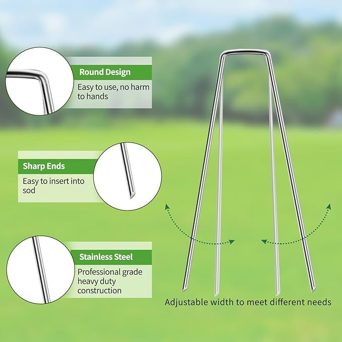 50 Pack Garden Stakes Plant Cover Stakes U-Shaped Tent Stakes Ground Stakes,Galvanized Landscape Staples for Landscaping Securing Weed Barrier Fabric Irrigation Tubing Tarpaulin Holding Fence