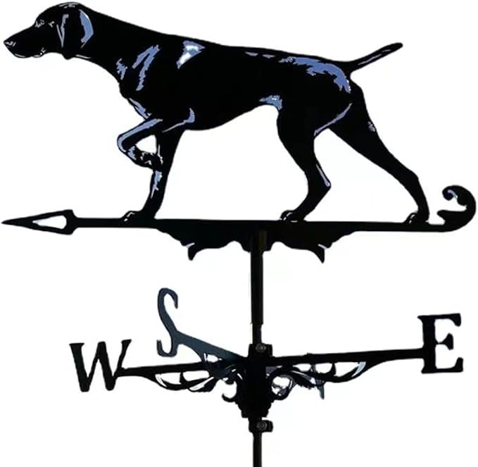 Dog Weathervane Animal Metal Weather Vane Vintage Black Weather Vane Hollow Wind Direction Indicator for Outdoor Garden Roof Paddock Decoration Weather Vane