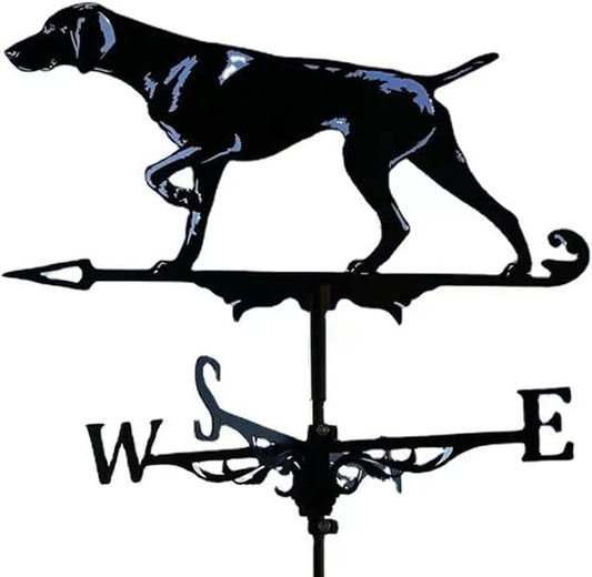 Dog Weathervane Animal Metal Weather Vane Vintage Black Weather Vane Hollow Wind Direction Indicator for Outdoor Garden Roof Paddock Decoration Weather Vane