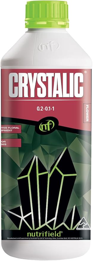 Nutrifield Crystalic 1 Liter Liquid Plant Food Molasses Polysaccharides (sugars) Aloe Vera, Amino Acids for Aromas Terpene Trichome & Oil Production During Flower in & Outdoor Fruits & Veggie