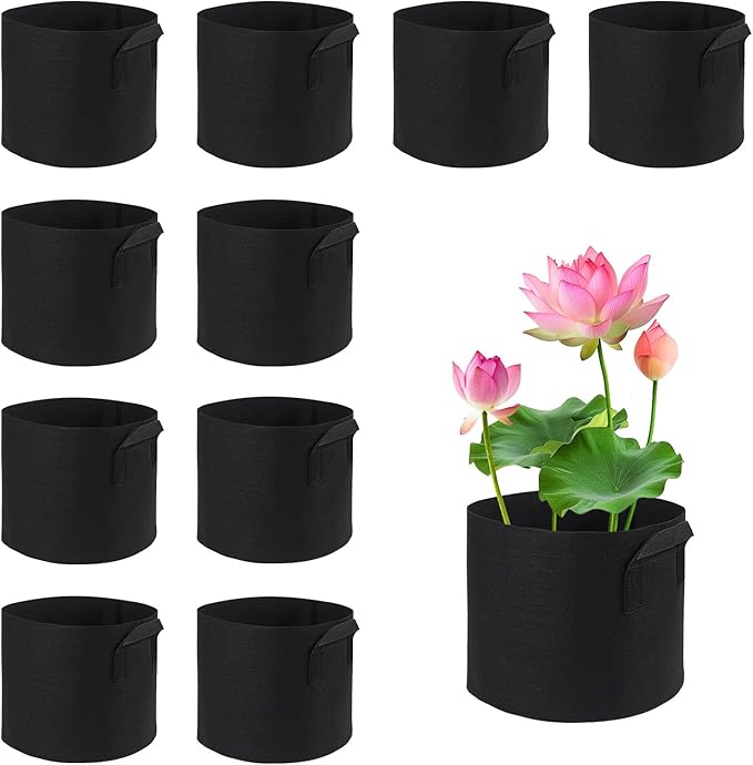 10 Pack Lily Plant Pots for Pond, Aquatic Pond Planter for Pond Reusable Pond Plant Basket Grow Bags for Pond, Aquatic Plants, Potato, Carrot, Onion, Flower (1 Gallon)