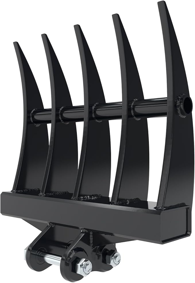 Mini Excavator Attachment Rake, Metal Wide Backhoe Rake Fit for 0.8T-1.5T Mini Excavators - Upgraded High-Thickness Steel‌ - Replace Hydraulic Tilt Excavator Attachment