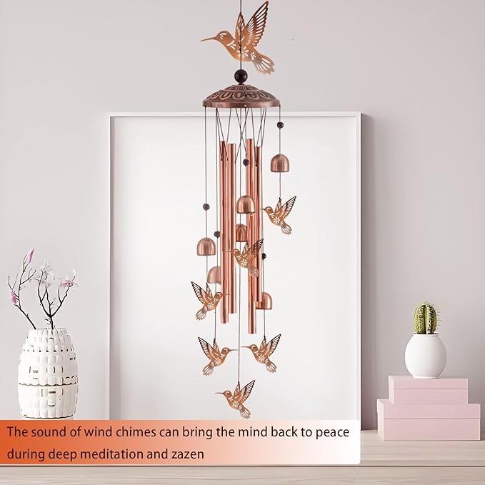 Hummingbird Wind Chimes for Outside, Gifts for Women/Men, Metal Windchimes for Outdoor Garden Decor Yard Decor Birthday Gifts Memorial Gift Housewarming Gift