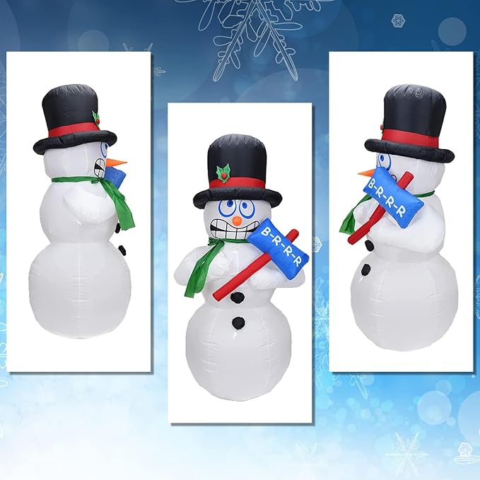 DearSun 6FT Christmas Inflatables Shivering Snowman Inflatable Outdoor Indoor Decorations, Animated Snowman Inflatable with Build-in LED Lights Blow Up Yard Party Decoration (Shaking Snow Man)