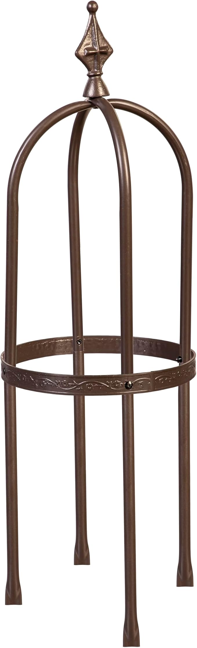 Evergreen Garden 5 ft Metal Garden Obelisk Trellis for Climbing Plants Vines, Clematis & Flowers | Outdoor & Indoor Plant Trellis for Potted Plants | Floral Pattern Arch Trellis (Bronze)
