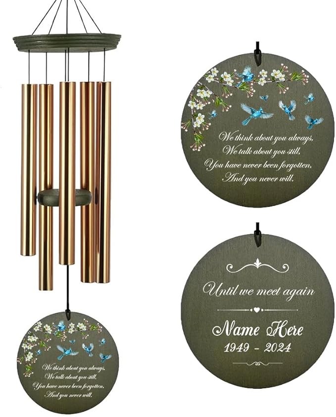 Personalized Sympathy Wind Chimes, Sympathy Memorial Gifts for Loss of Father, Remembrance Windchimes Loss of A Loved One, Memory Bereavement & Funeral Gifts, Product in USA