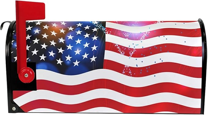 American Flag Patriotic Mailbox Cover Magnetic Independence Day 4th of July Mailbox Cover MailWraps Garden Yard Home Decor Oversized-25.5" x20.8"