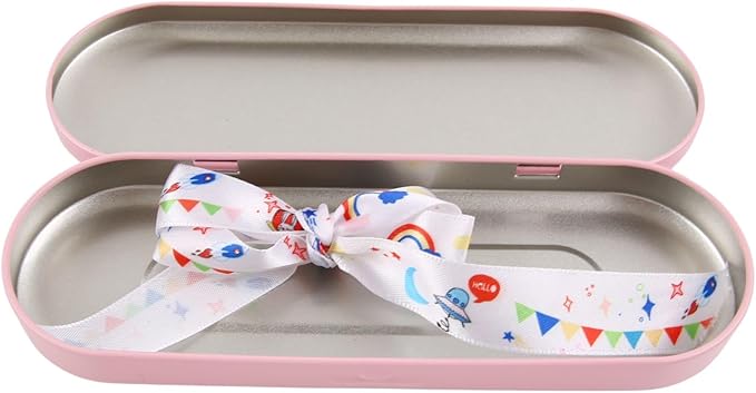 Vagocom 2pcs Metal Hinged Storage Boxes,6.89x2.36x0.71inch / 17.5x6x1.8cm Portable Empty Containers Case with Lid for Bandaid,Seed,Match,Crafts,Sewing,Home,Travel(Pink)