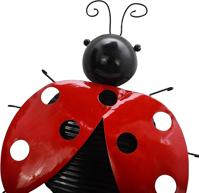 Veclotch 30"" H Metal Ladybug Garden Stake,Rustic Ladybird Decorative Yard Stakes Metal Yard Art Bug Ornaments Welcome Outdoor Spring Garden Stake for Patio Lawn Porch Pathway Decor
