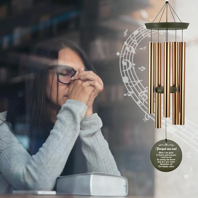 Personalized Memorial Wind Chimes, Sympathy Mourn Gifts, Life Tree Hummingbird Wind Chimes, Custom Wind Chime for Loss of Loved Dad/Mom, Windchime for Funeral Outside (Produced in USA)