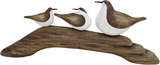 Wooden Sea Bird Statue Seagull On Stand Decor Nautical Coastal Birds Sculpture Indoor Outdoor Animal Figurine Beach Themed Decoration Rustic Home Art for Bedroom Garden (F)