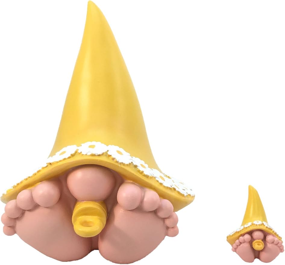 GlitZGlam Giant Baby Gnome for The Enchanted Gnome and Fairy Garden (6 Inches Tall) (Yellow)