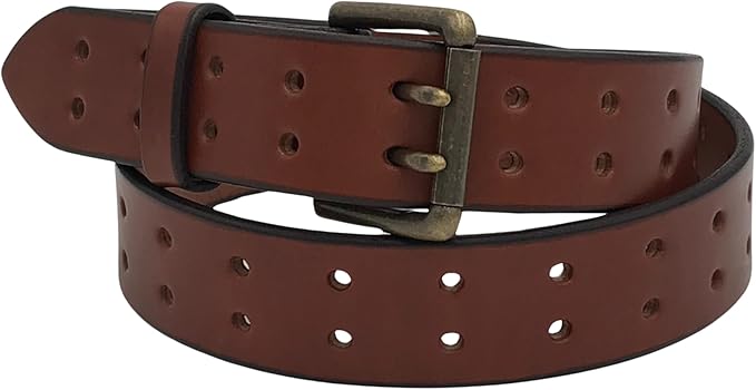 Handmade Double Hole Belt Genuine Bridle Leather 1.5 Inches Wide