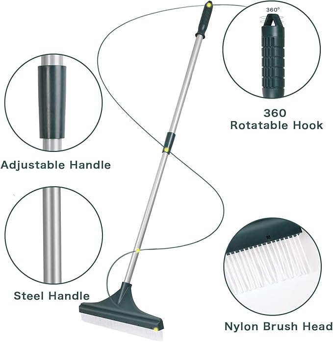 Adjustable Handle, Durable Grass rake for Artificial Grass, pet Hair, Leaves, and Debris, Artificial Grass rake -18 inch Wide Grass Brush