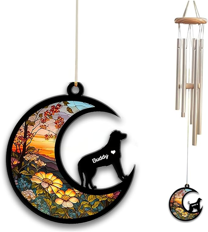 Beauceron Sun Catcher Wind Chime, Custom Sunflower Suncatcher Dog Memorial Wind Chime, Dog Loss Gift, Dog Sympathy Gift, Pet Loss Suncatcher, Outdoor Garden Decor