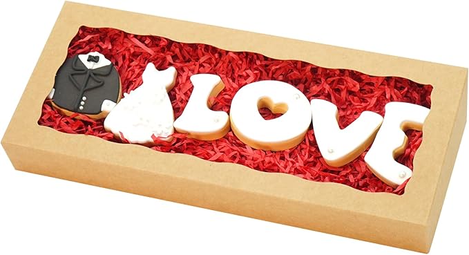 50pcs Cookie Boxes with window 12 x 5 x 1.5 Inch Bakery Boxes Treat Box Dessert Box for Wedding Party Favors - Brown