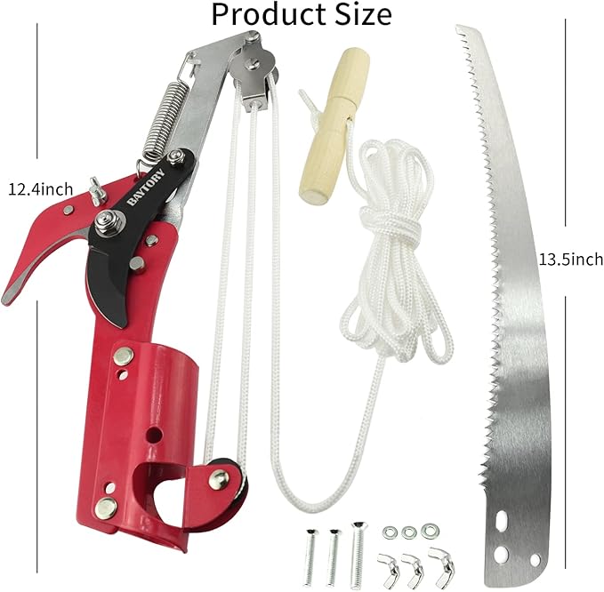BAYTORY Extendable Tree Pruner Saw Head Without Pole, High-Altitude Branches Trimmer Pruning Shears, Harvester Clipper for Plant Twig Vine, Garden Trimming Tool