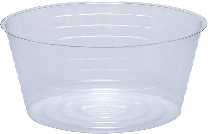 Curtis Wagner Plastics Drip Pan Saucers (5-Pack) - Clear, Deep (Diameter: 6" Base, 8" Top, 3.5" Depth) Thin Plastic Plant Tray Indoor Outdoor