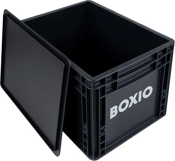 BOXIO Solo: Storage box with lid – 15.7" x 11.8" x 11.0" – perfect plastic transport box for camping, boat or garden – stackable with other stacking boxes – Made in Germany