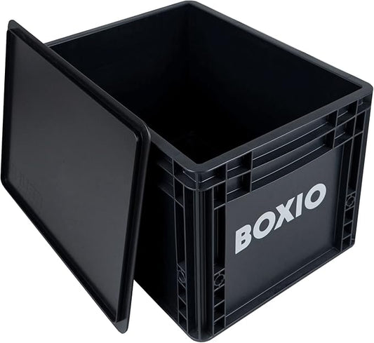 BOXIO Solo: Storage box with lid – 15.7" x 11.8" x 11.0" – perfect plastic transport box for camping, boat or garden – stackable with other stacking boxes – Made in Germany