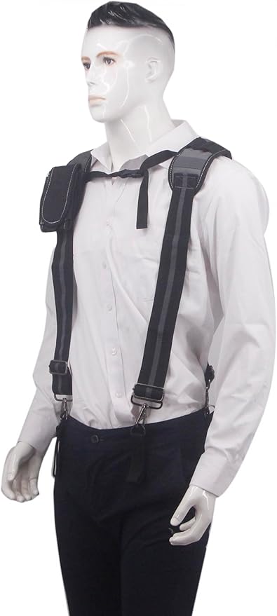 Tool Belt Suspender for Men 4 Point Padded with Attachment Loops, WristBand Pouch Pocket for Construction Worker