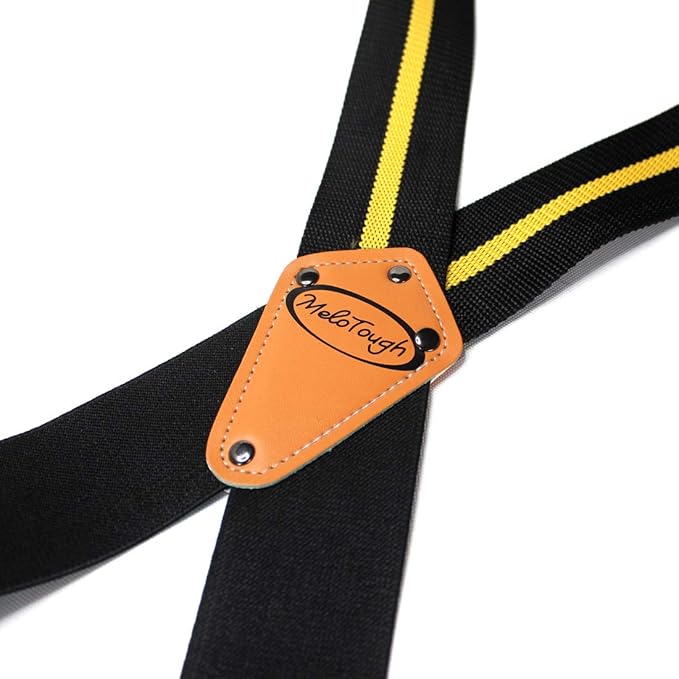 MELOTOUGH Tool Belt Suspenders Tool Harness for Heavy Duty Work Movable shoulder Pads, Quick lobster clasp (Yellow Strip)
