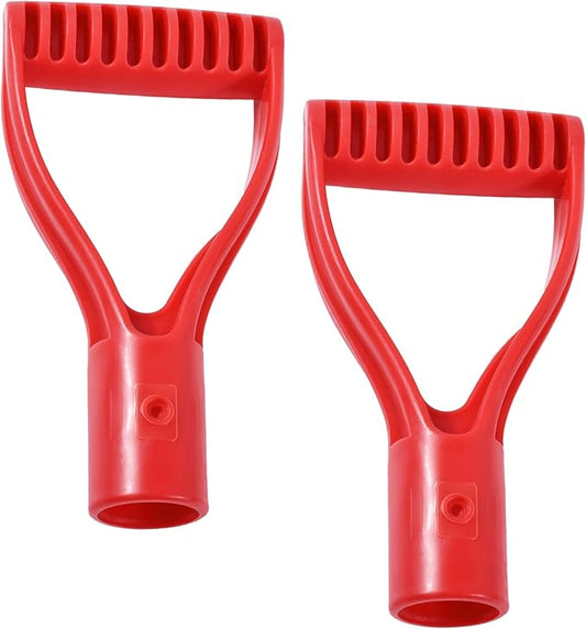 2 Pcs ID 1.26" Red Shovel D-Shaped Grip Handle,PVC Shovel D Straight Grip Handle,Plastic Spade Replacement Snow Removal Garden Accessorie Backyard Digging,7.09×3.74-in(H*T)