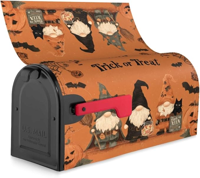Mailbox Covers Gnomes Halloween Pumpkin Gnomes Halloween Pumpkin Magnetic Letter Post Box Cover Standard Size 25.5 x 21 Inch Garden Yard Home Decorative