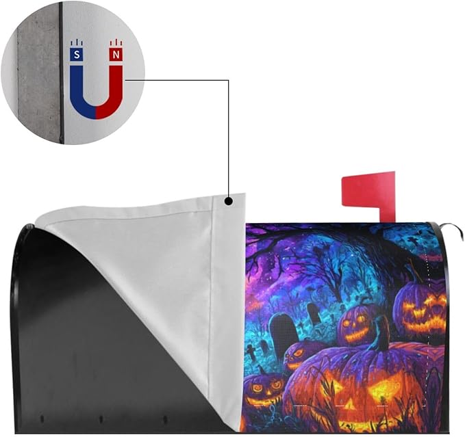 Halloween Pumpkin Mailbox Covers Magnetic Letterbox Covers 21x18 Inch for Garden Outdoor Decoration