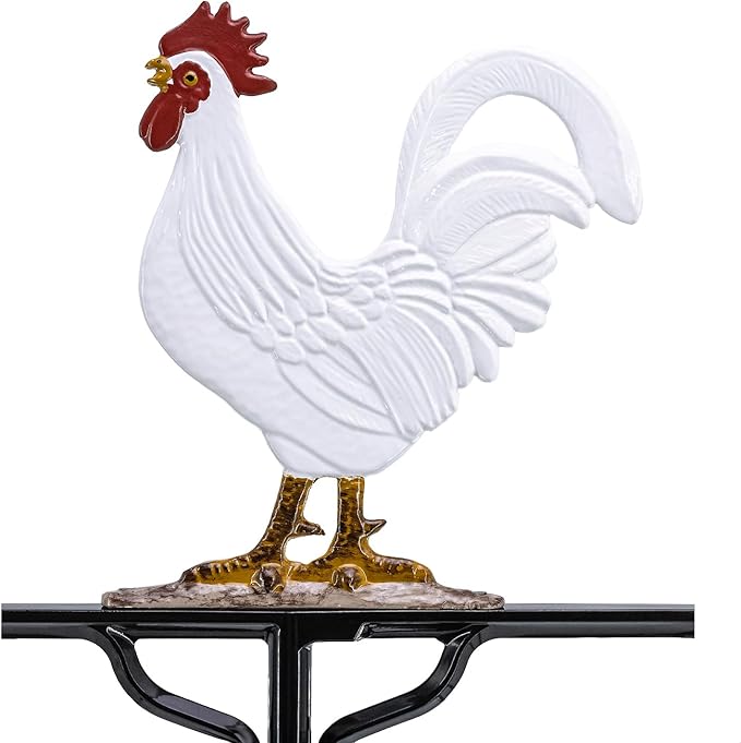 Most Color Options - Aluminum Rooster Weathervane - Made in The USA - Chicken weathervane - Rooster Decor - Rooster Weathervane for Roof - Roof Mount Included (4 to Choose from)