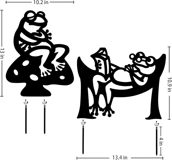 Frog Metal Garden Stakes Decorative Frog Gifts for Women/Men Lovers Gifts,Black Silhouette Statues for Yard Art,Outdoor Decor,Outside,Patio,Lawn Ornaments,Garden Decorations