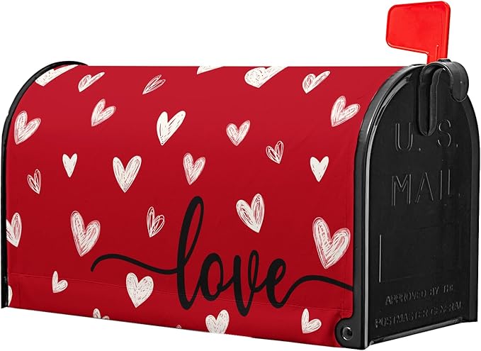 Valentines Day Magnetic Mailbox Covers Standard 18x21 Inch White Heart Love Holiday Anniversary Mailbox Post Letter Box Cover for Outdoor Garden Yard Decoration