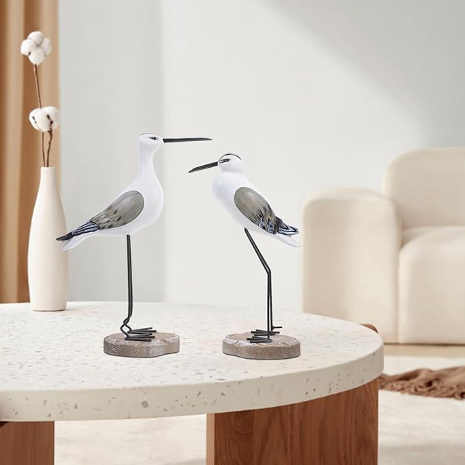 ARTIBETTER 2pcs sea Bird Figurine Nautical Statue Seagull Figurine Decorations Garden Bird Statue Coastal Beach Home Table Decorations Nautical Gifts Light Seagull Figures Brown Seagull Sculpture