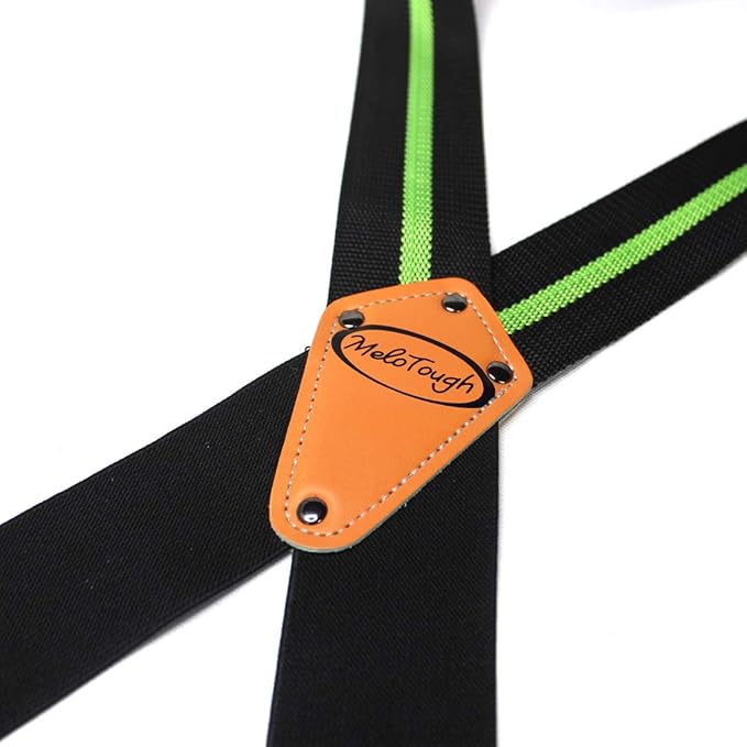 MELOTOUGH Tool Belt Suspenders Tool belt Harness for Heavy Duty Work belt with Movable shoulder Pads, Quick lobster clasp (Green Strip)