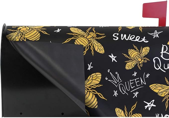 ALAZA WOOR Honey Bees with Queen Crown Magnetic Mailbox Cover MailWraps Garden Yard Home Decor for Outdoor Oversized-25.5" x20.8"