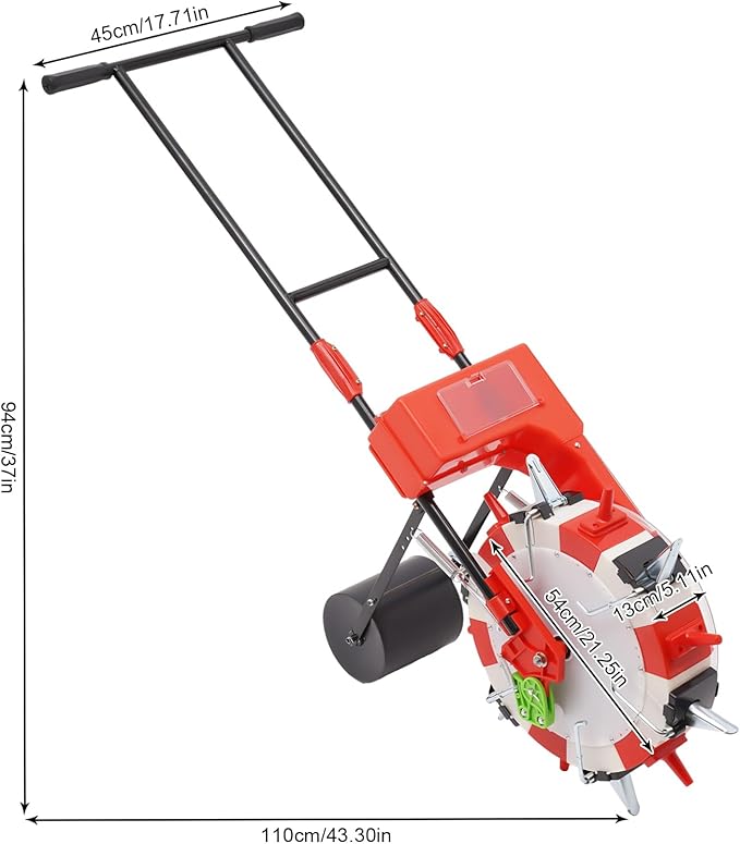 Manual Hand-Push Seeder,6 Nozzles Hand-Push Roller Seeding,Garden Seeder,Durable Sweet Corn Planter, Accurate Seed Drill for Gardeners,8.27Lbs Storage Box, Quantitative Sowing (1-2 Seeds)