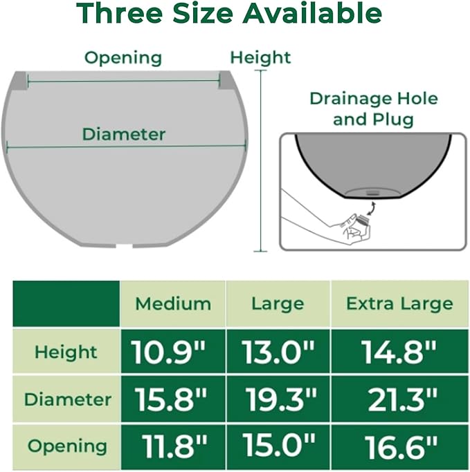 Fiberstone Sphere Planter, Black 19.3" Dia Large Flower Pot with Drainage Hole and Silicone Plug, Round Plant Container for Indoor or Outdoor, 15" Opening-13 H Large