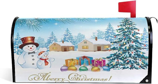 ALAZA Christmas Snowmen and Tree Magnetic Mailbox Cover MailWraps Garden Yard Home Decor for Outside Standard Size-18"x 20.8"