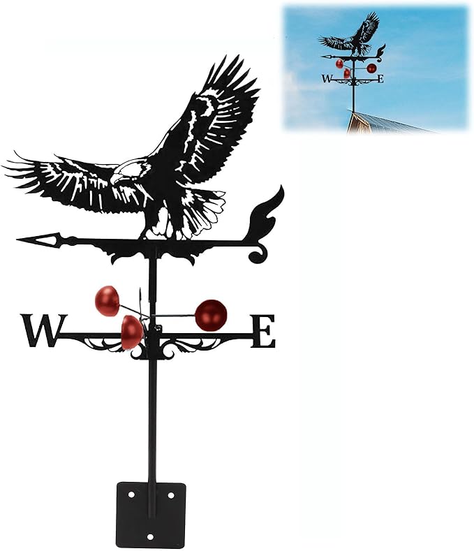Weathervane Roof Mount, Rust-Resistant & Durable Metal Wind Direction Indicators, Decor Weather Vane for Yard, Outside, Garden, Shed, Farmhouse & Chicken Coop (Eagle)