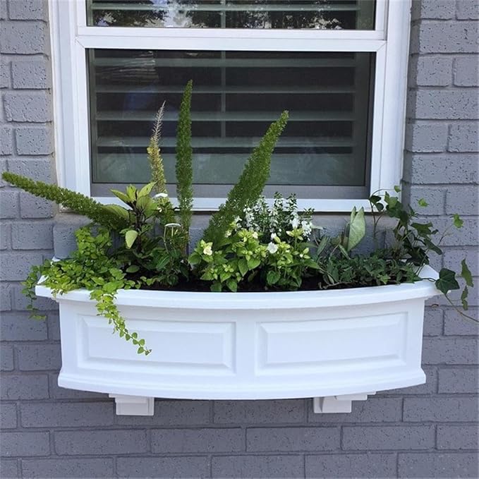 Pemberly Row 3ft Weatherproof Traditional Plastic Window Box in White